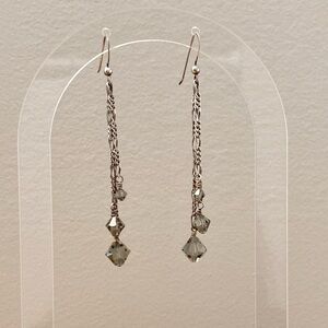 Smoke Gray Swarovski Crystal & Sterling Silver Chain Earrings